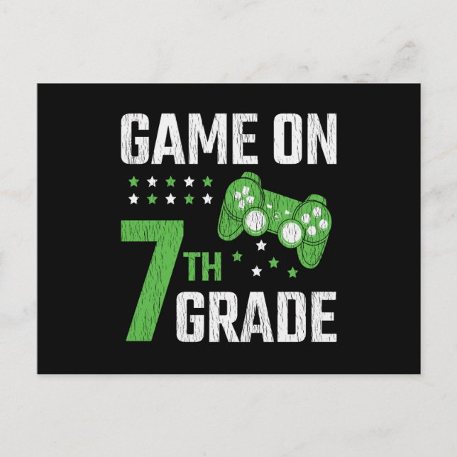 Game On 7th Grade Gamer Back To School Student Postcard (Front)