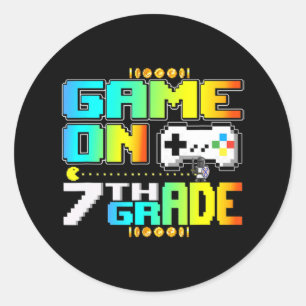 Game On 7th Grade Gaming Video Gamer Back To Schoo Classic Round Sticker