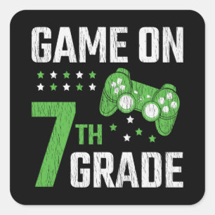 Game On 7th Grade Video Game Back to School Gamer Square Sticker