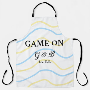 Game on add couple name wedding party place city g apron