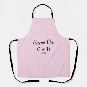 Game on add couple name wedding party place city g apron