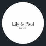 Game on add couple name wedding party place city g classic round sticker<br><div class="desc">design</div>