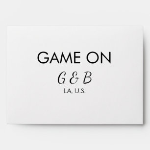 Game on add couple name wedding party place city g envelope