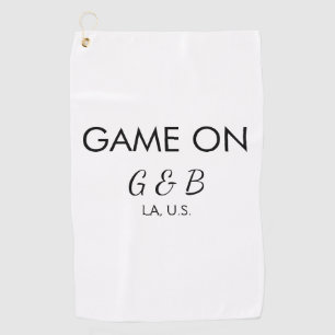 Game on add couple name wedding party place city g golf towel