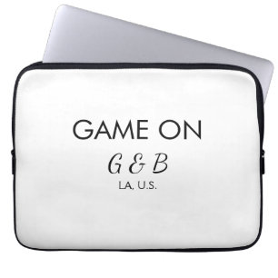 Game on add couple name wedding party place city g laptop sleeve