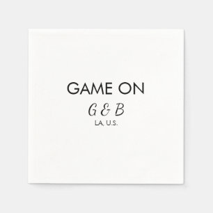 Game on add couple name wedding party place city g napkin