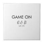 Game on add couple name wedding party place city g tile<br><div class="desc">design</div>