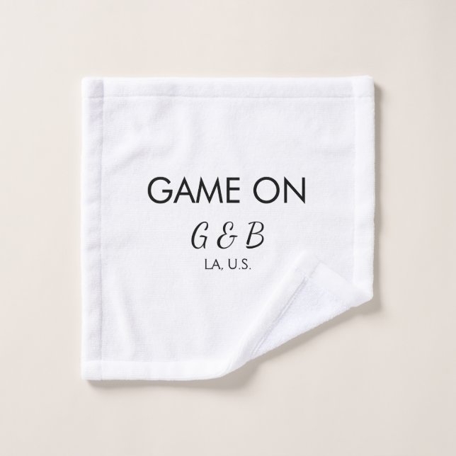 Game on add couple name wedding party place city g wash cloth (Wash Cloth)