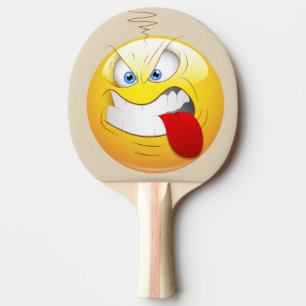 Game on Angry Happy Face in Yellow Personalised Ping Pong Paddle
