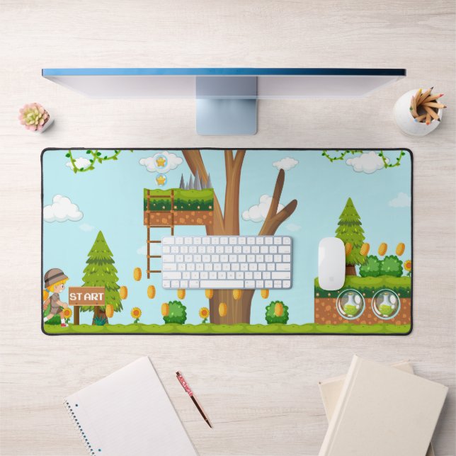 Game On Background Sidescroller Desk Mat (Office 1)
