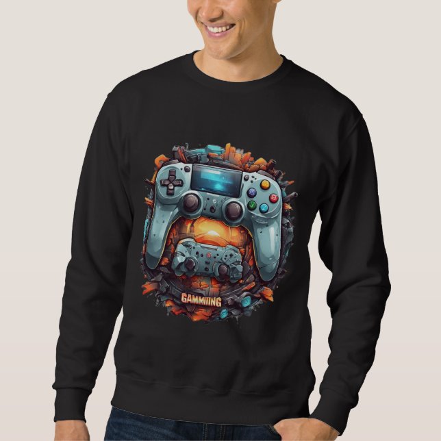 Game On: Badge Gaming T-Shirt Designs Sweatshirt (Front)