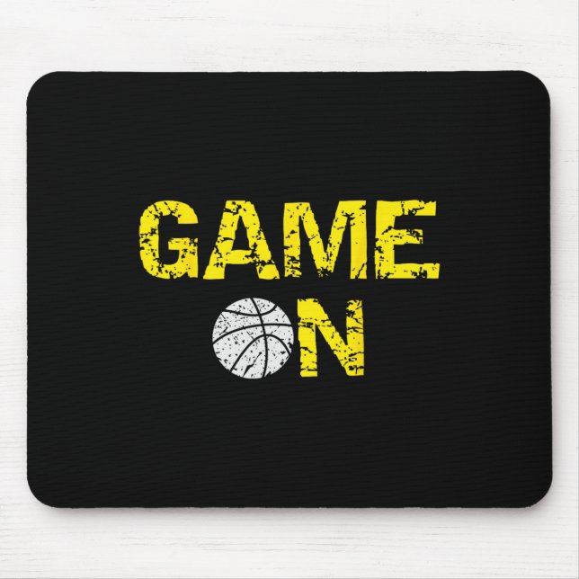 Game On Basketball; Blue Black Yellow Gold Team Co Mouse Pad (Front)