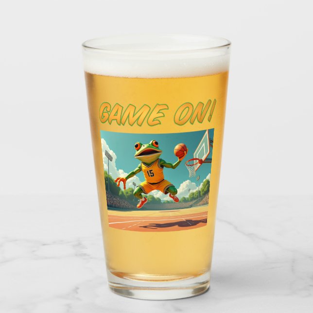Game On! Basketball Frog glass tumbler (Front Filled)