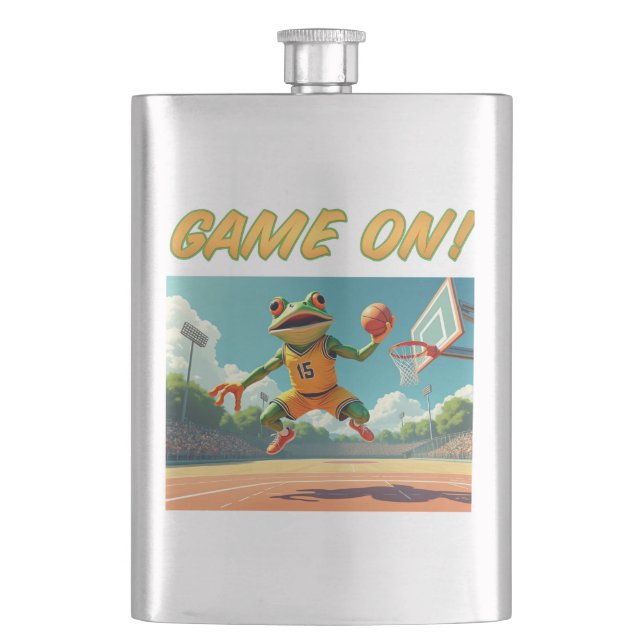 Game On Basketball Frog stainless steel flask (Front)