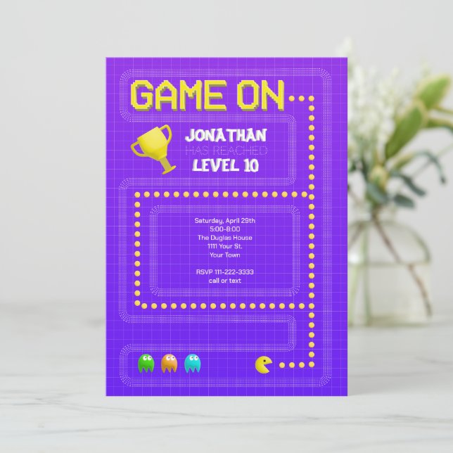 Game On Birthday Invitation (Standing Front)