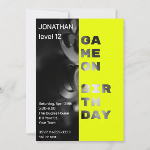 Game On Birthday Personalised Gamer Level up Invitation