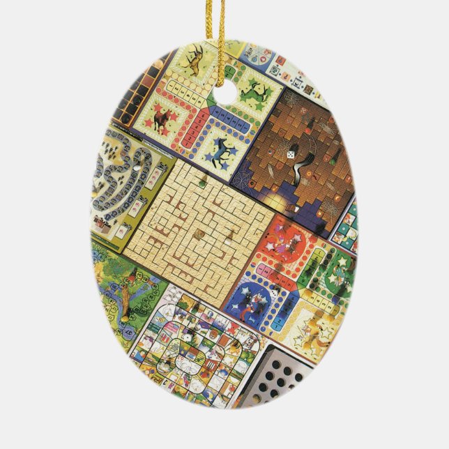 Game on!  Board games Ceramic Tree Decoration (Back)