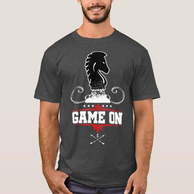 Game On Chequered Game Knight Piece Cool Chess T-Shirt (Front)