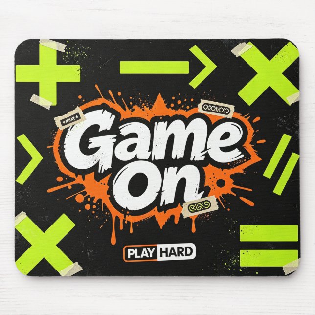 Game On Cool Graffiti Math Symbols Gaming Office M Mouse Pad (Front)