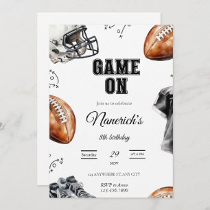 Game On Football Birthday Party Invitation