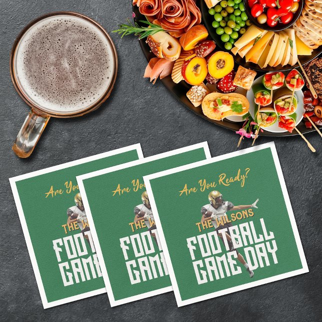 Game On Football Player on Green Napkin (Game on football player on green cocktail napkins)