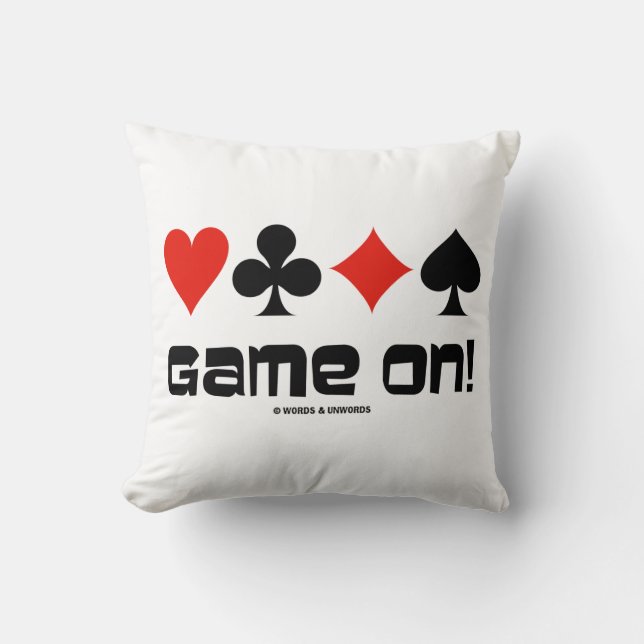 Game On! Four Card Suits Bridge Attitude Cushion (Front)