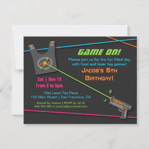 Game On Fun Laser Tag Birthday Party Invitation