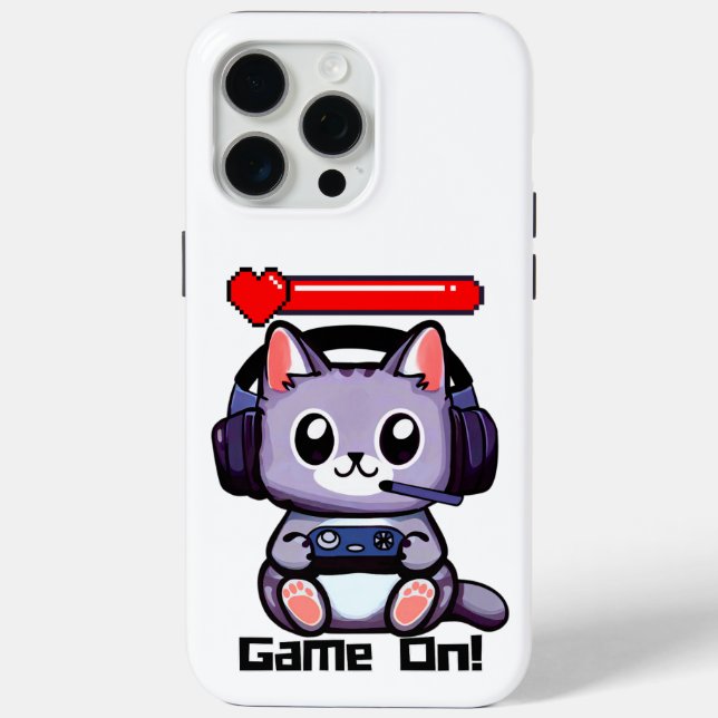 Game On Gamer Cat With Health Bar  Case-Mate iPhone Case (Back)