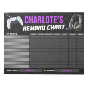 Game On Gaming Purple Reward Chart Personalised Notepad