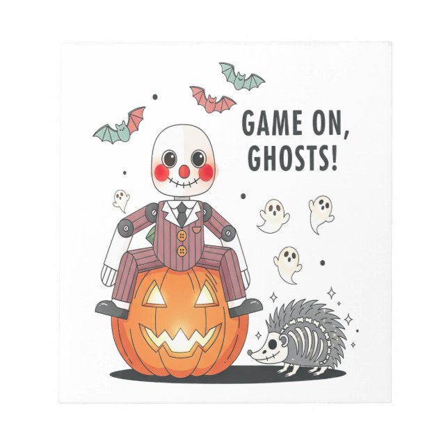 Game on Ghosts Halloween Notepad (Front)