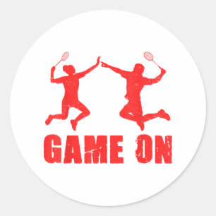 Game On Graphic Badminton Player Shuttle Sports Sm Classic Round Sticker