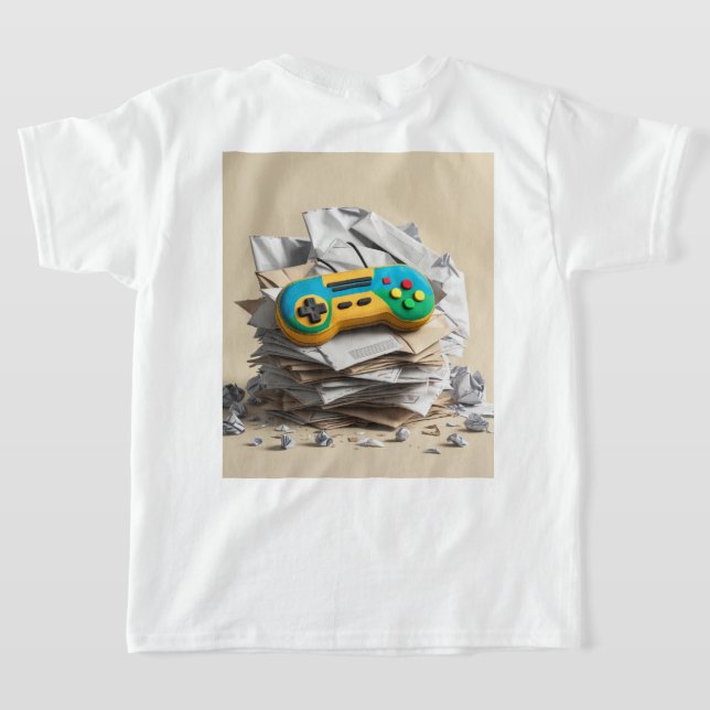 Game On: Handcrafted Video Joypad Design T-Shirt (Laydown Back)