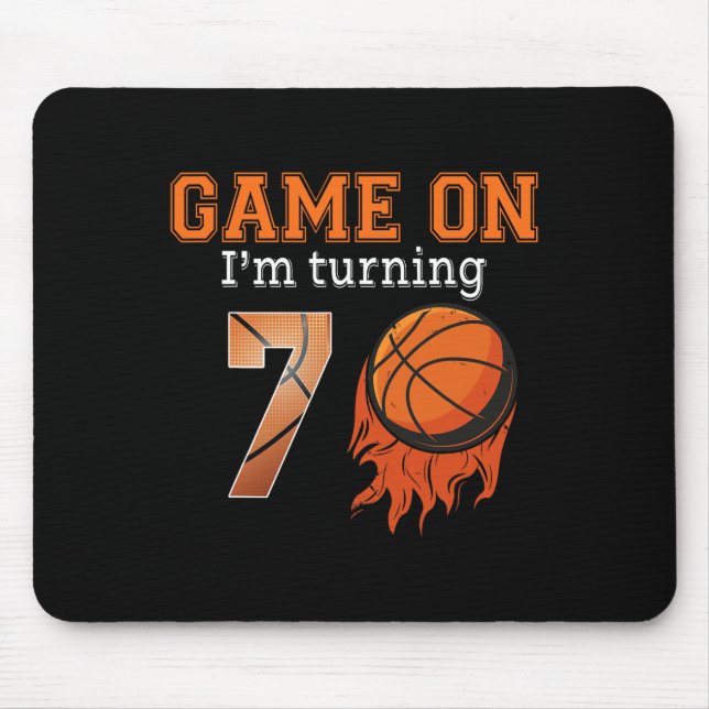Game-on I'm Turning 7 Bysketbyll 7th Birthday Boy  Mouse Pad (Front)