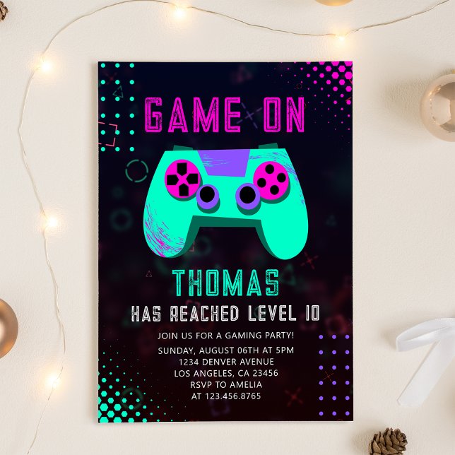 Game On | Level up Gamer Video game birthday Invitation (Creator Uploaded)