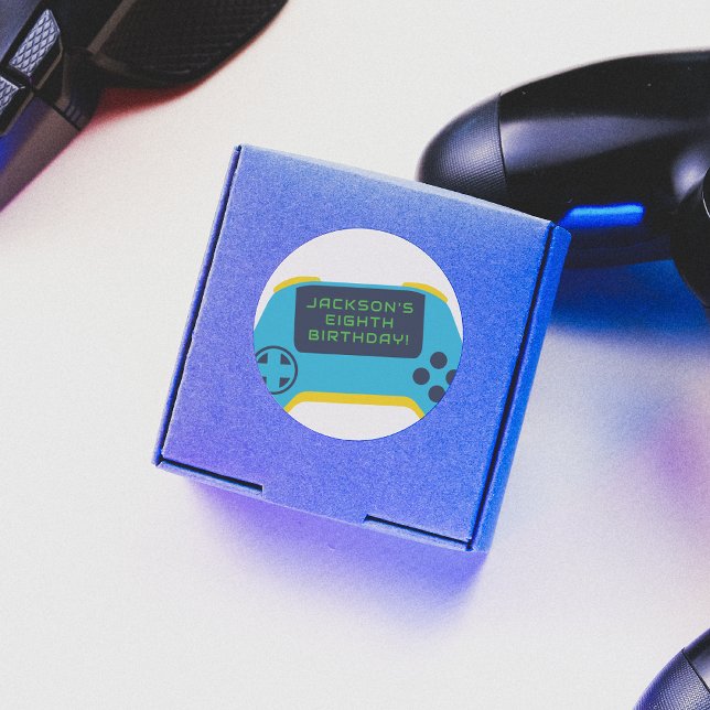 Game On & Level Up Video Game Boy Birthday Classic Round Sticker (Creator Uploaded)
