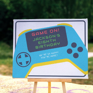 Game On & Level Up Video Game Boy Birthday Poster