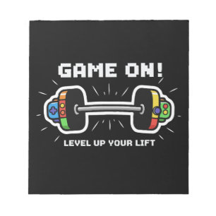 Game On Level Up Your Lift Funny Gamer Gym Barbell Notepad