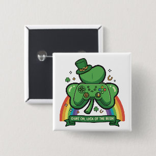 Game On Luck of the Irish St. Patrick's Day Game 15 Cm Square Badge