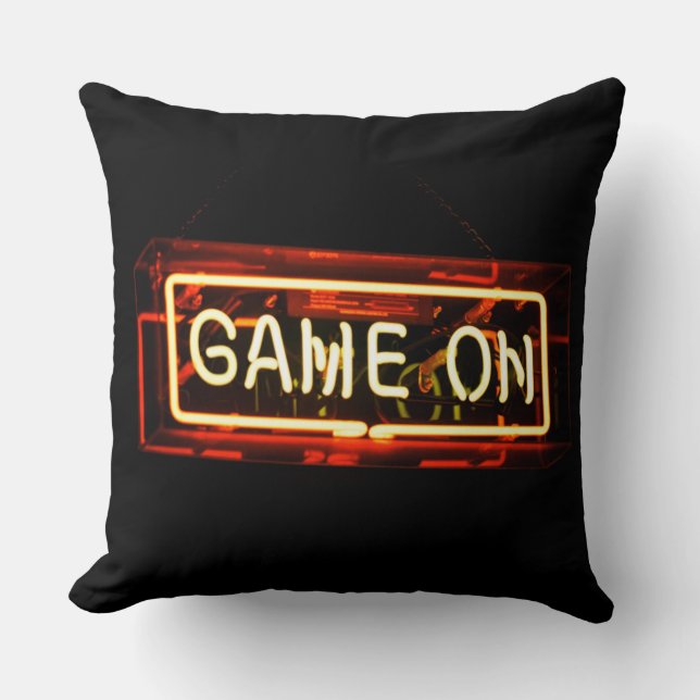Game On Neon Sign Sports Gaming Gamer Cushion (Front)