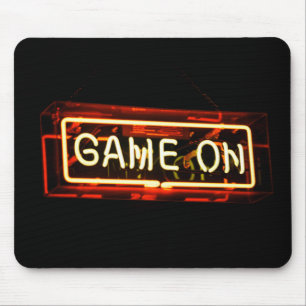 Game On Neon Sign Sports Gaming Gamer Mouse Pad