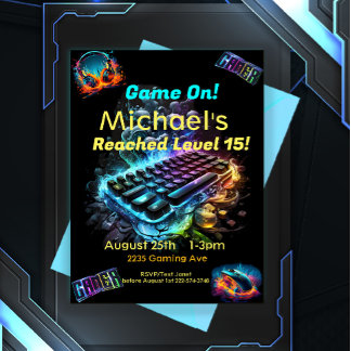 Game On, Next Level, Player One Video Game Invitation