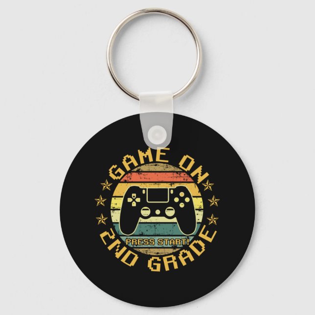 Game On Press Start 2nd Grade Back To School Key Ring (Front)