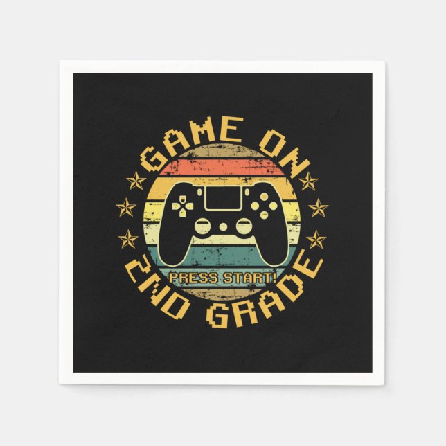 Game On Press Start 2nd Grade Back To School Napkin (Front)