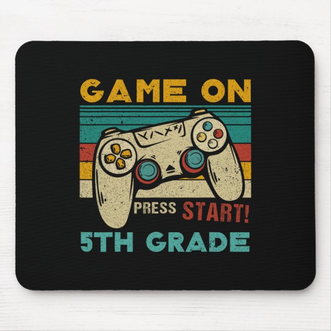 Game On Press Start 5th Grade Gamer Back To School Mouse Pad (Front)