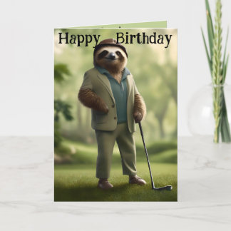 Game On: Sloth Golf Player Birthday Card