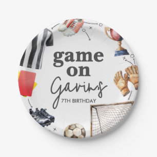 Game On Soccer Birthday Paper Plate