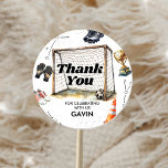 Game On Soccer Birthday Party Classic Round Sticker<br><div class="desc">Seal your favor bags or boxes with these adorable round stickers! Designed to match your theme,  these stickers add a fun and heartfelt touch to your Soccer birthday party favor.


120BD C</div>