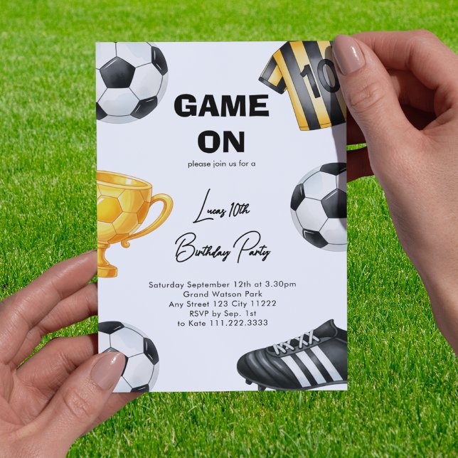 Game On Soccer Sport Football Birthday Party Invitation (Creator Uploaded)