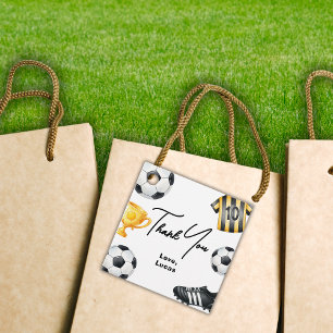 Game On Soccer Sport Football Birthday Thank You Favour Tags