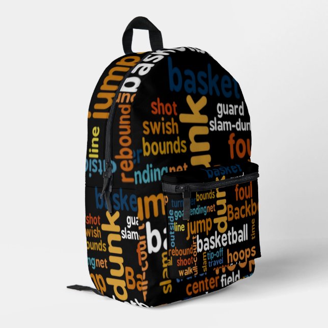 Game On the Go: Basketball Accessory Colourful Tex Printed Backpack (Back Corner Left)